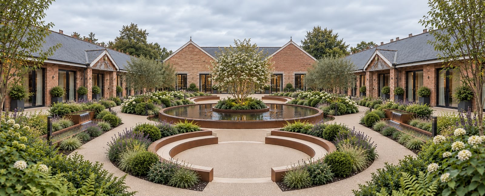 The landscaped courtyard garden at The Bodhi Clinic